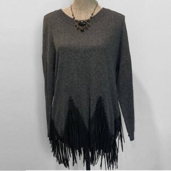 Danny Be Grey Angora Fringe Sweater Medium - Picture 1 of 13